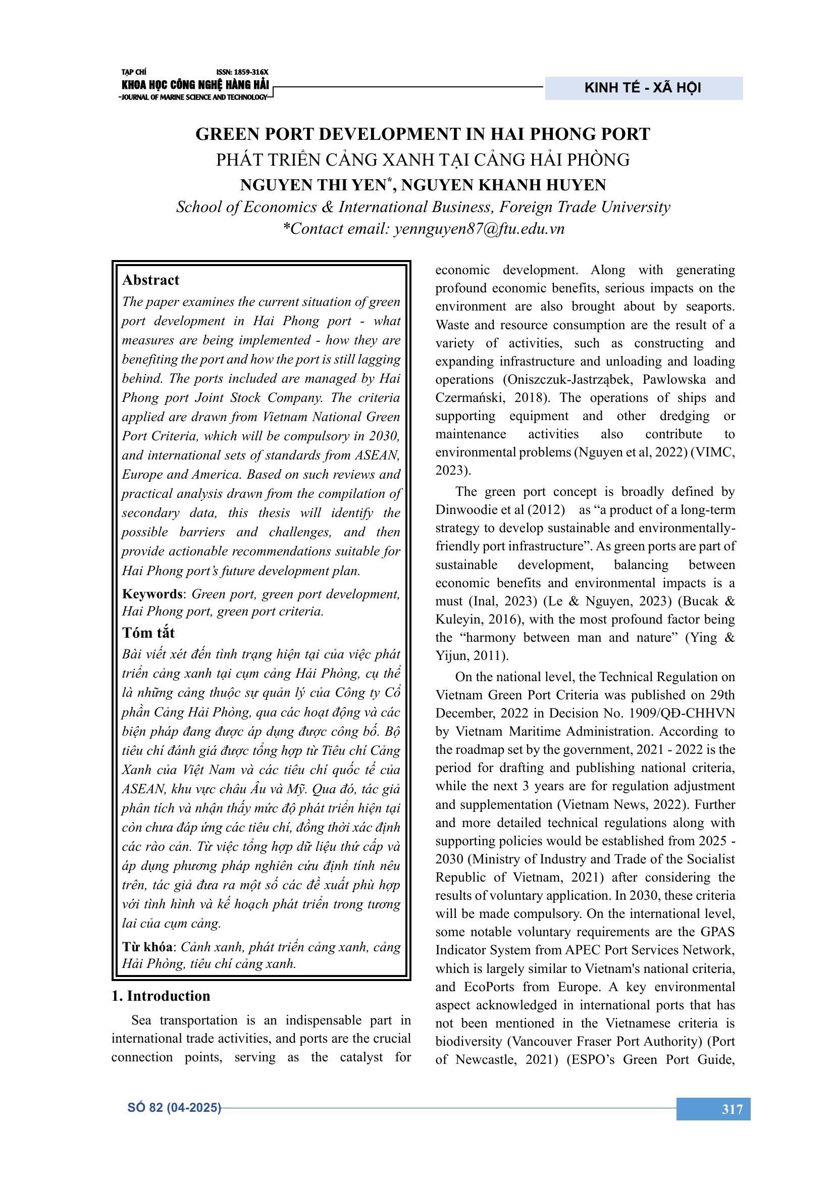 Phát triển cảng xanh tại cảng Hải Phòng