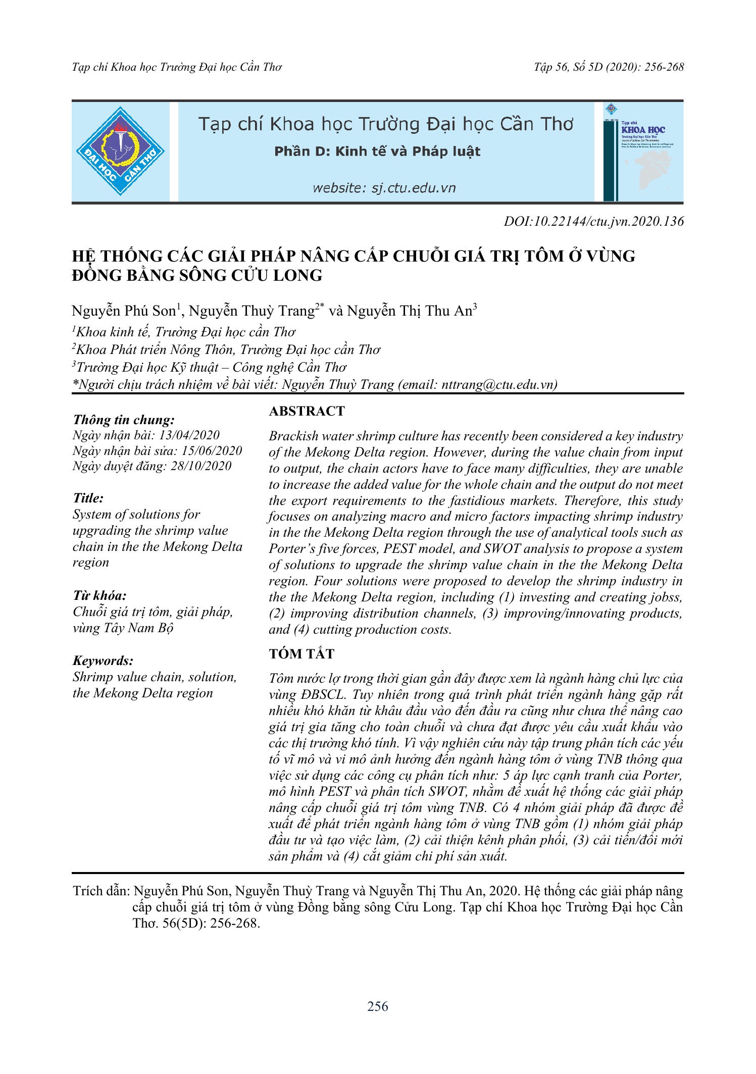 Hệ thống các giải pháp nâng cấp chuỗi giá trị tôm ở vùng Đồng bằng sông Cửu Long