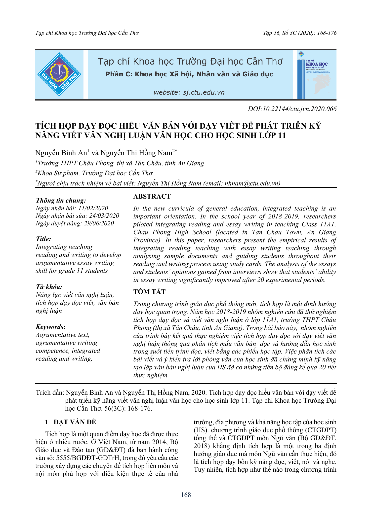 Tích hợp dạy đọc hiểu văn bản với dạy viết để phát triển kỹ năng viết văn nghị luận văn học cho học sinh lớp 11