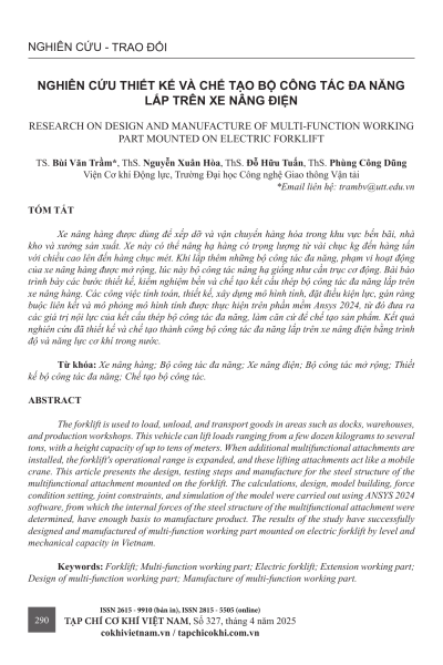 Nghiên cứu thiết kế và chế tạo bộ công tác đa năng lắp trên xe nâng điện