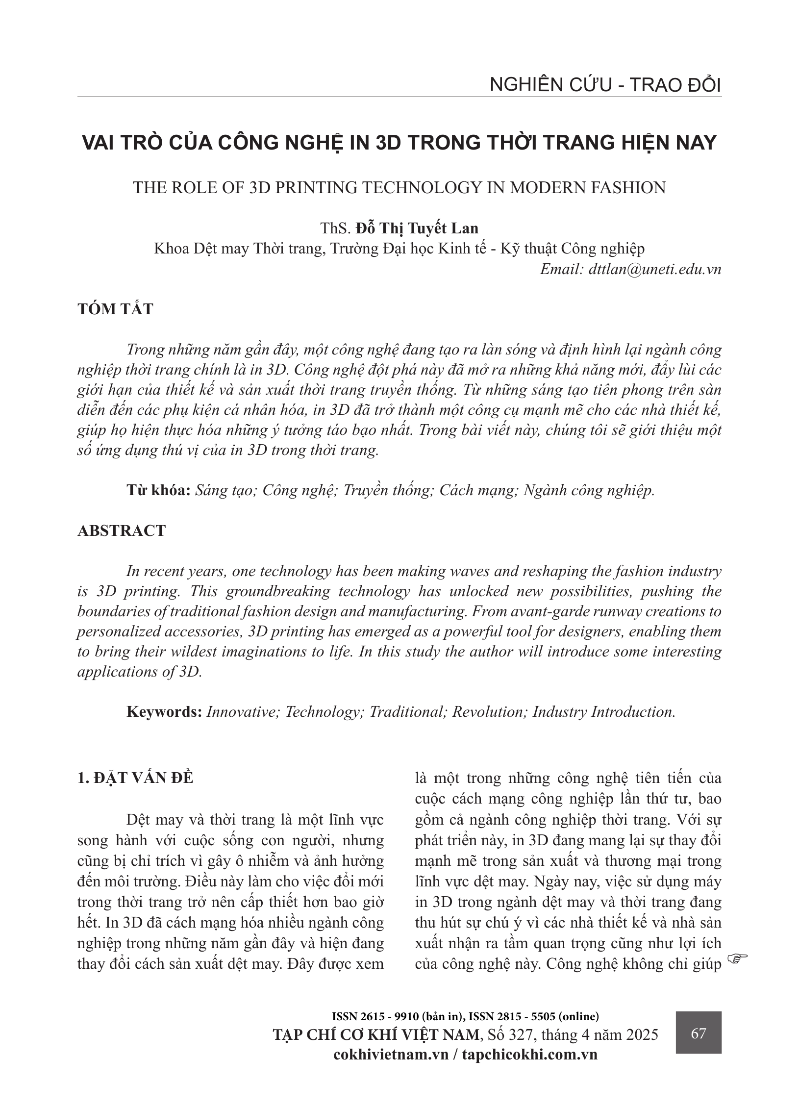 Vai trò của công nghệ in 3D trong thời trang hiện nay