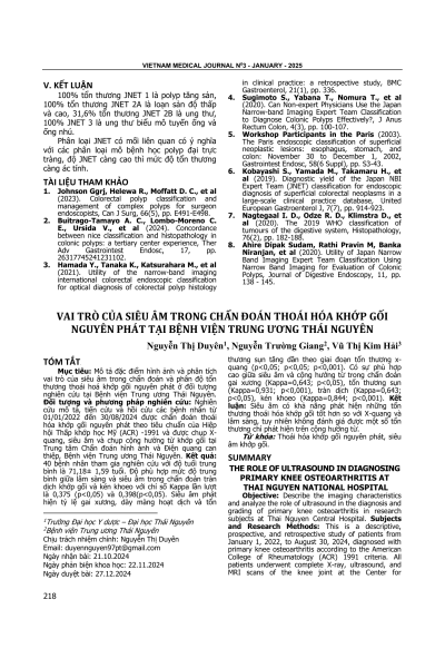 Vai trò của siêu âm trong chẩn đoán thoái hóa khớp gối nguyên phát tại Bệnh viện Trung ương Thái Nguyên