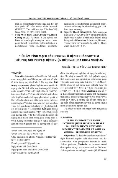 Siêu âm tĩnh mạch cảnh trong ở bệnh nhân suy tim điều trị nội trú tại Bệnh viện Hữu Nghị Đa khoa Nghệ An