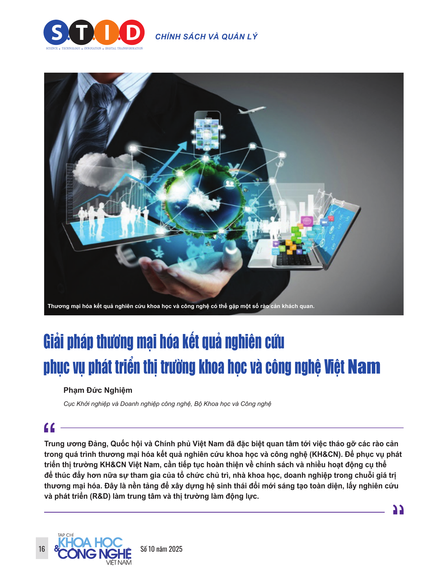 Giải pháp thương mại hóa kết quả nghiên cứu phục vụ phát triển thị trường khoa học và công nghệ Việt Nam