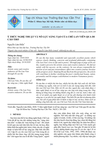Ý thức nghệ thuật và nỗ lực sáng tạo của Chế Lan Viên qua Di cảo thơ