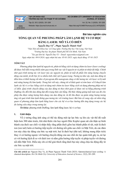 Tổng quan về phương pháp làm lạnh hệ vi cơ học bằng laser: Mô tả cổ điển