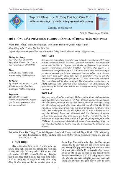 Mô phỏng máy phát điện tuabin gió PMSG sử dụng phần mềm PSIM