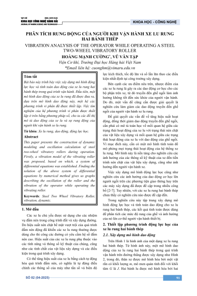 Phân tích rung động của người khi vận hành xe lu rung hai bánh thép