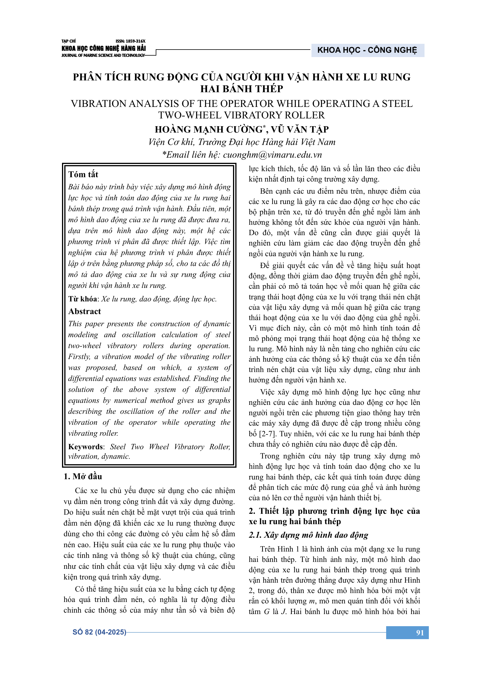 Phân tích rung động của người khi vận hành xe lu rung hai bánh thép