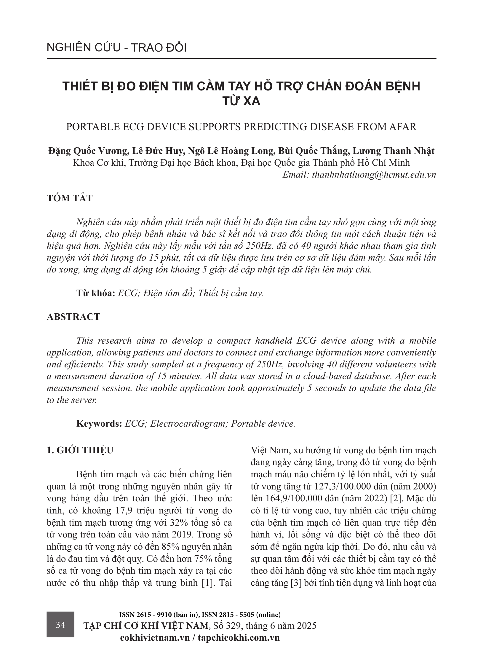 Thiết bị đo điện tim cầm tay hỗ trợ chẩn đoán bệnh từ xa