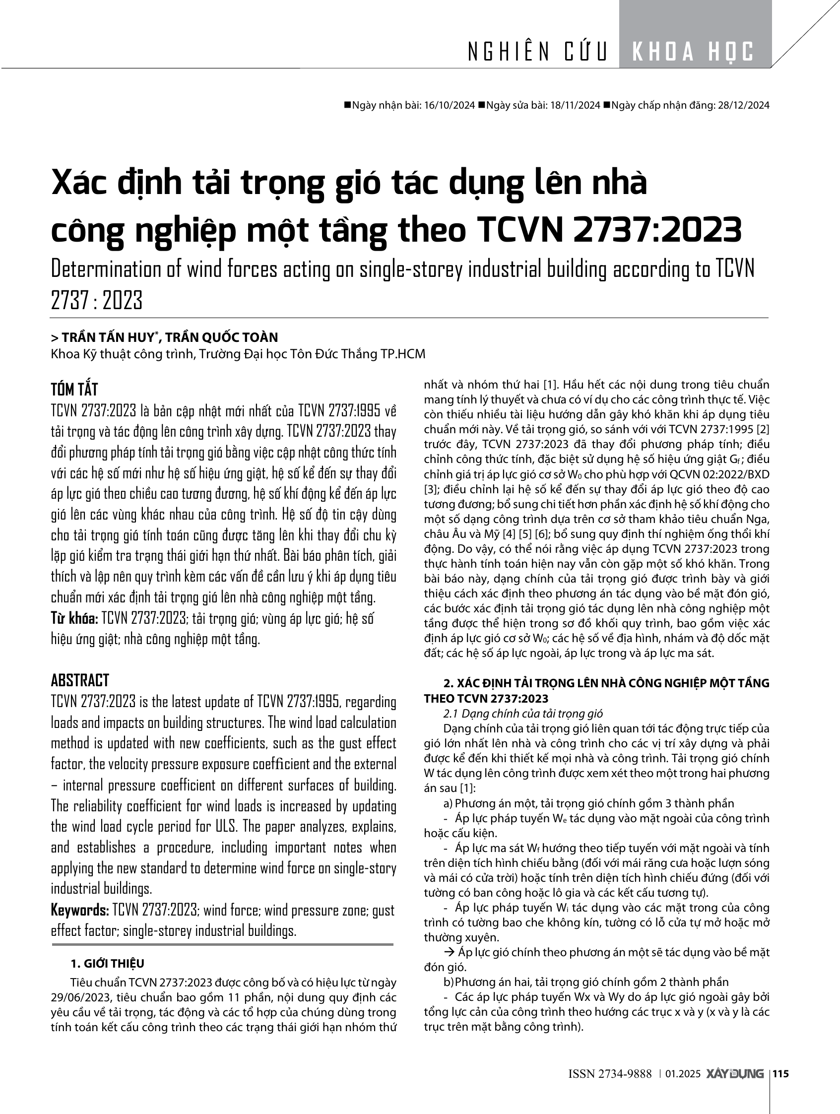 Xác định tải trọng gió tác dụng lên nhà công nghiệp một tầng theo TCVN 2737:2023