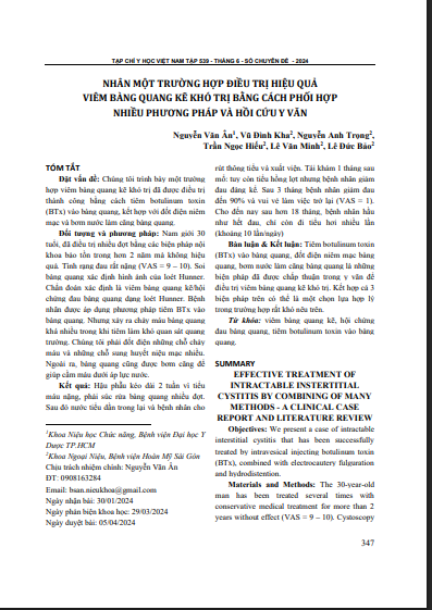 Nhân một trường hợp điều trị hiệu quả viêm bàng quang kẽ khó trị bằng cách phối hợp nhiều phương pháp và hồi cứu y văn