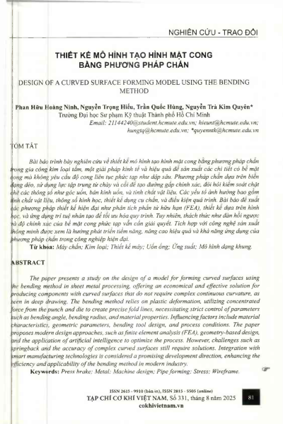 Thiết kế mô hình tạo hình mặt cong bằng phương pháp chấn