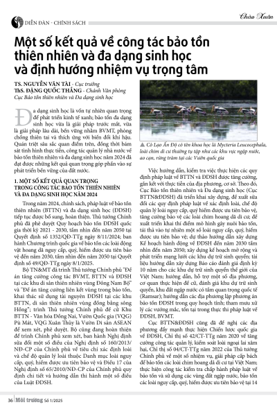 Một số kết quả về công tác bảo tồn thiên nhiên và đa dạng sinh học và định hướng nhiệm vụ trọng tâm