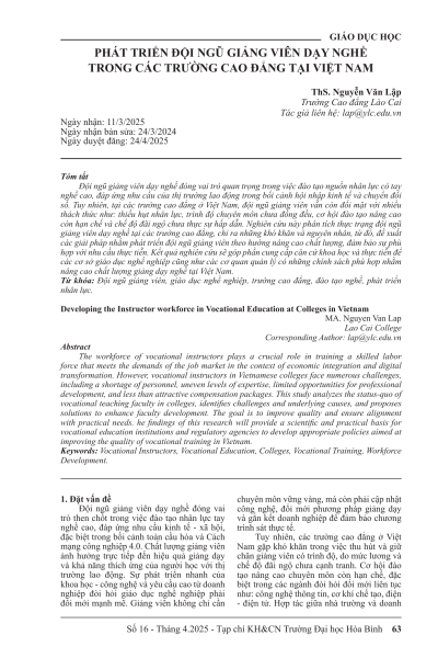 Phát triển đội ngũ giảng viên dạy nghề trong các trường cao đẳng tại Việt Nam