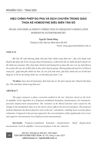 Hiệu chỉnh phép đo pha và dịch chuyển trong giao thoa kế homodyne điều biến tần số