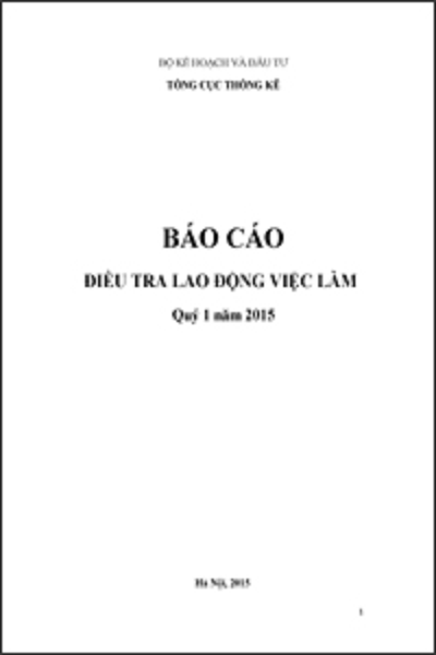 Báo cáo Điều tra Lao động việc làm Quý 1 năm 2015