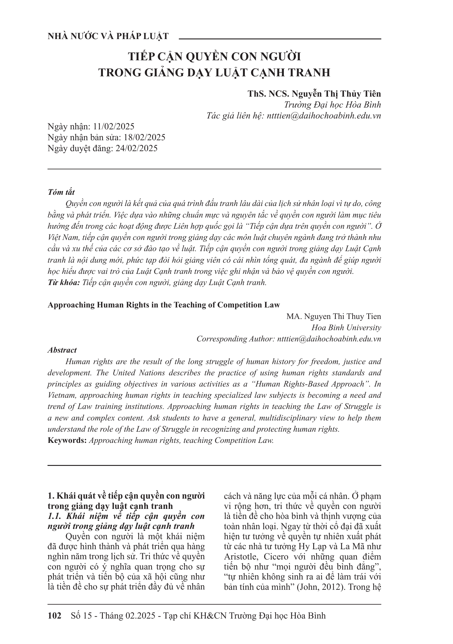 Tiếp cận quyền con người trong giảng dạy luật cạnh tranh