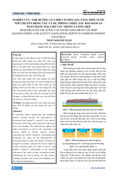 Nghiên cứu ảnh hưởng của hiện tượng gia tăng mớn nước tới chuyển động tàu và dự phòng chiều sâu bảo đảm an toàn hàng hải cho tàu trong luồng hẹp