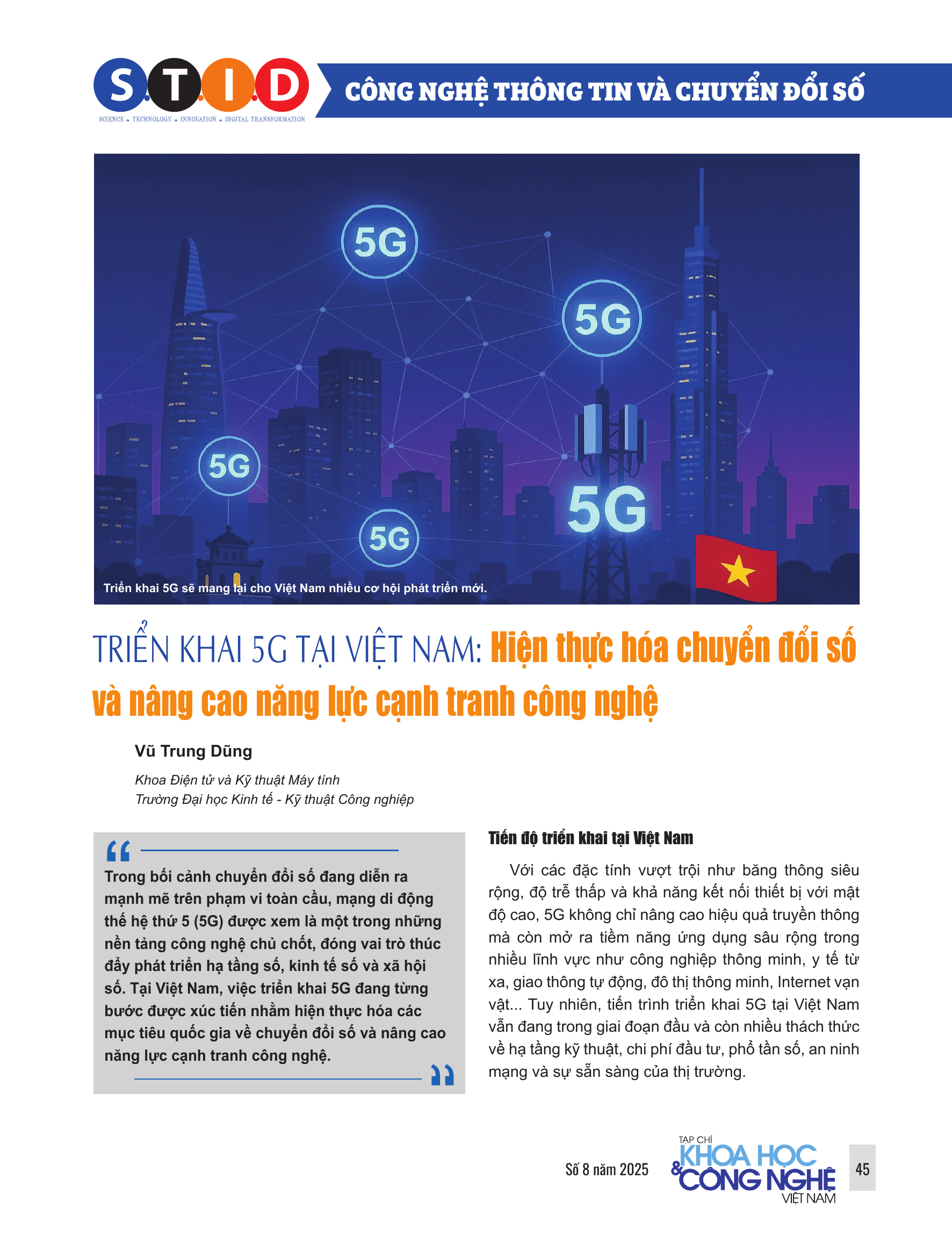 Triển khai 5G tại Việt Nam: Hiện thực hóa chuyển đổi số và nâng cao năng lực cạnh tranh công nghệ