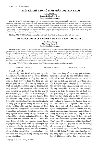 Thiết kế, chế tạo mô hình phân loại sản phẩm
