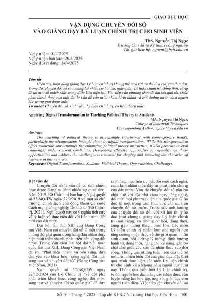 Vận dụng chuyển đổi số vào giảng dạy lý luận chính trị cho sinh viên