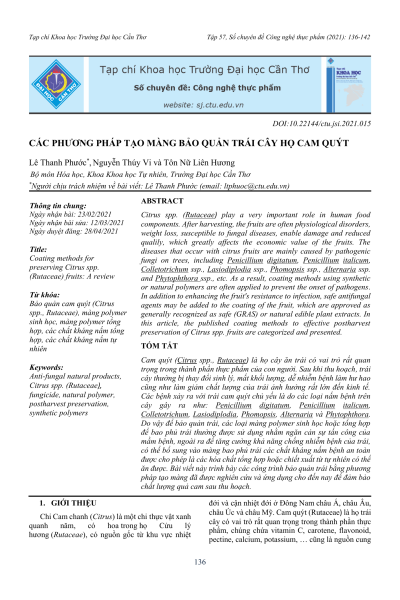 Các phương pháp tạo màng bảo quản trái cây họ cam quýt