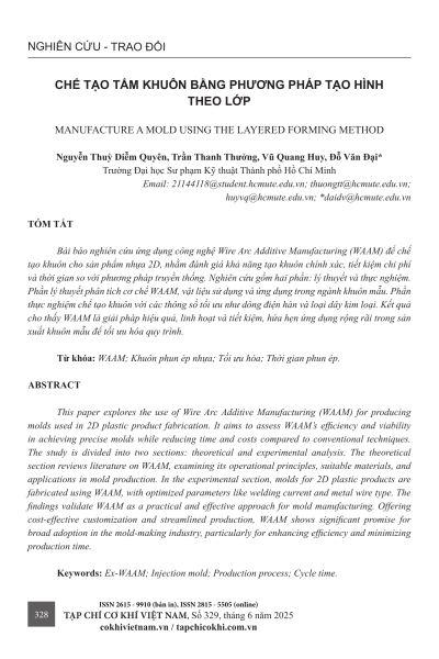 Chế tạo tấm khuôn bằng phương pháp tạo hình theo lớp