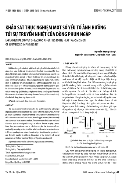 Khảo sát thực nghiệm một số yếu tố ảnh hưởng tới sự truyền nhiệt của dòng phun ngập