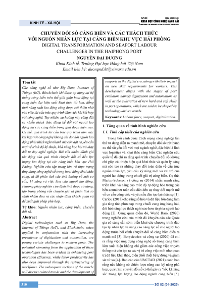 Chuyển đổi số cảng biển và các thách thức với nguồn nhân lực tại cảng biển khu vực Hải Phòng