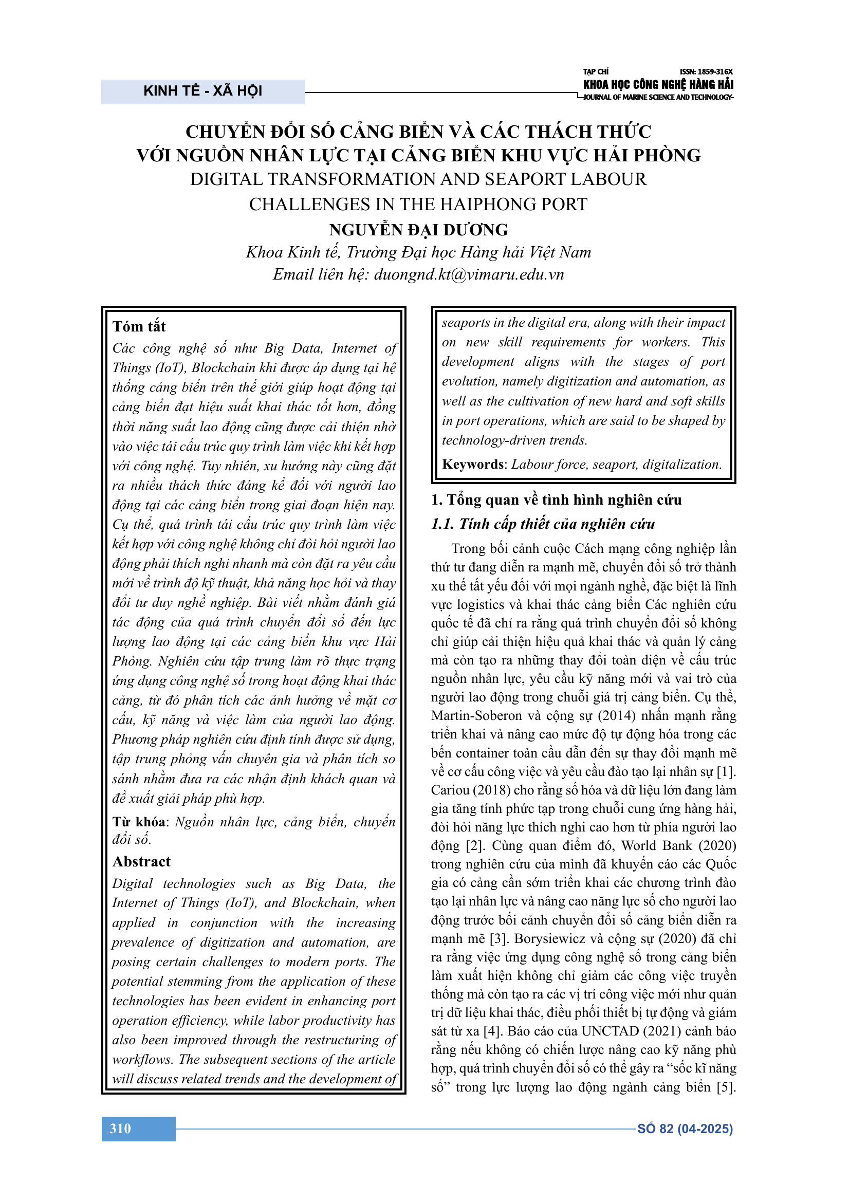 Chuyển đổi số cảng biển và các thách thức với nguồn nhân lực tại cảng biển khu vực Hải Phòng