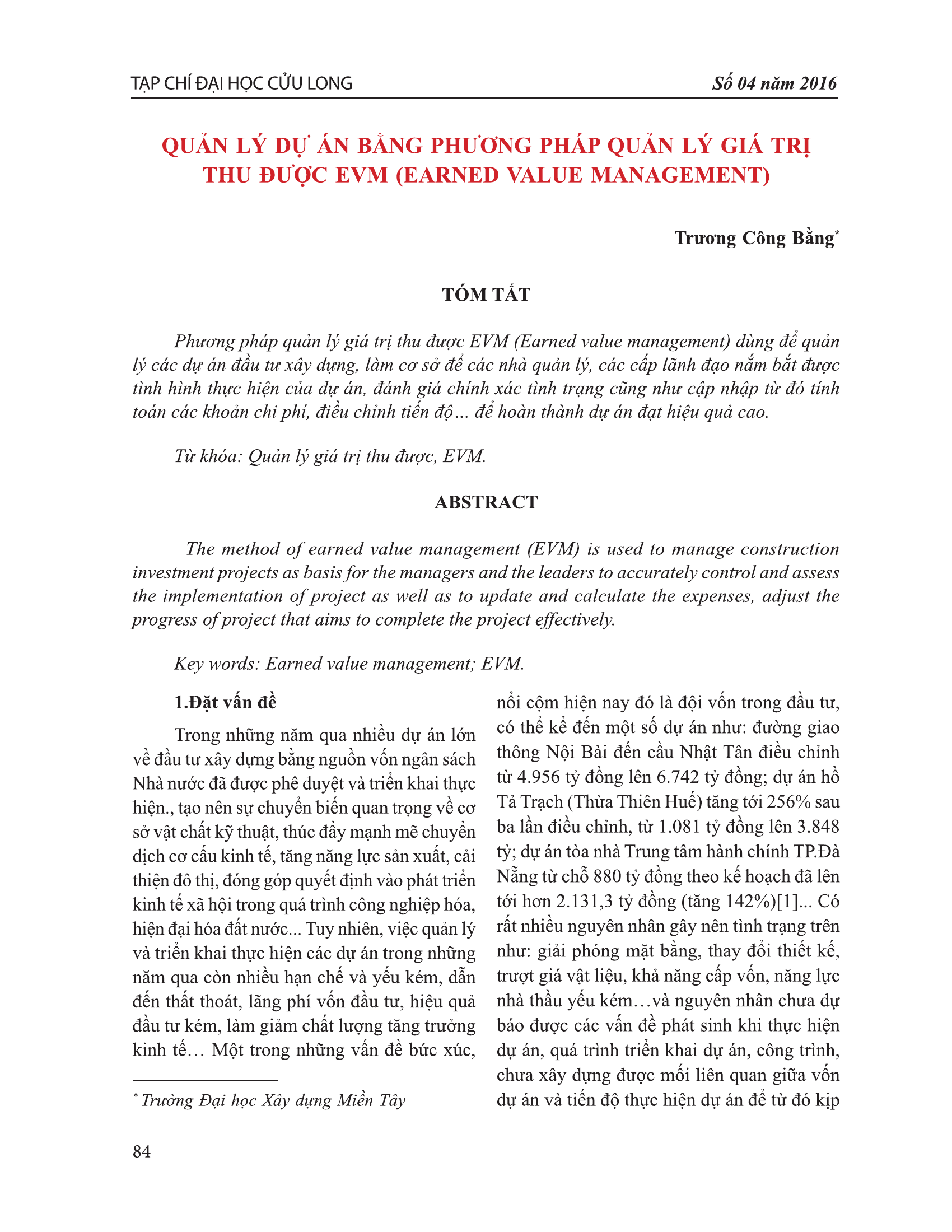 Quản lý dự án bằng phương pháp quản lý giá trị thu được EVM (Earned Value Management)