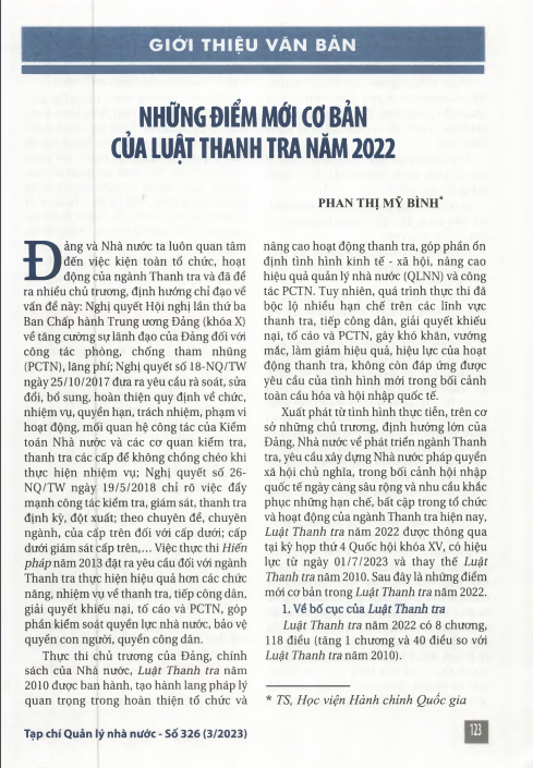 Những điểm mới cơ bản của Luật Thanh tra năm 2022