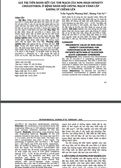 Giá trị tiên đoán kết cục tim mạch của non-HIGH-Density cholesterol ở bệnh nhân hội chứng mạch vành cấp không ST chênh lên