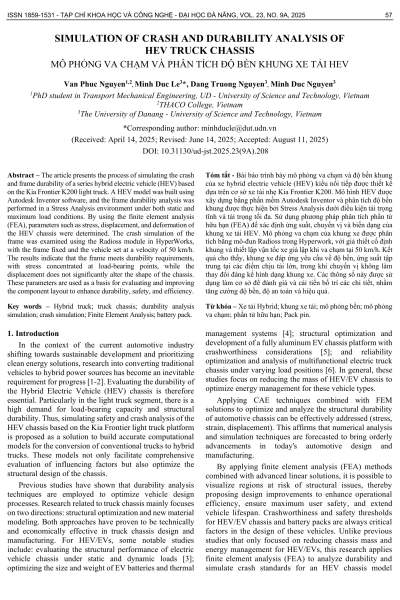 Mô phỏng va chạm và phân tích độ bền khung xe tải HEV