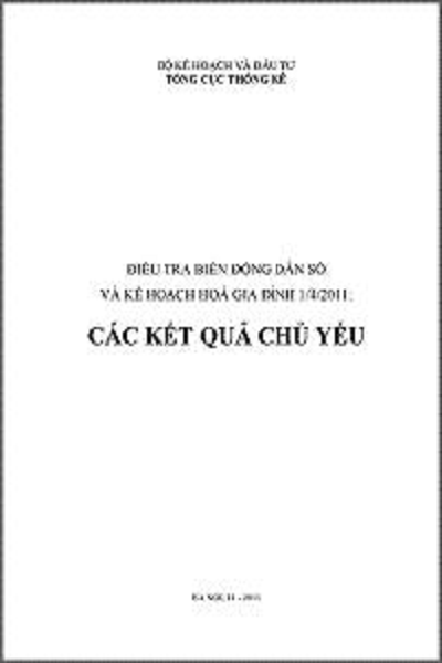 Điều tra biến động dân số và kế hoạch hóa gia đình 1/4/2011: Các kết quả chủ yếu