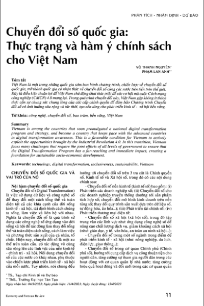 Chuyển đổi số quốc gia: Thực trạng và hàm ý chính sách cho Việt Nam