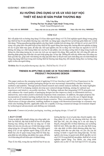 Xu hướng ứng dụng UI và UX vào dạy học thiết kế bao bì sản phẩm thương mại