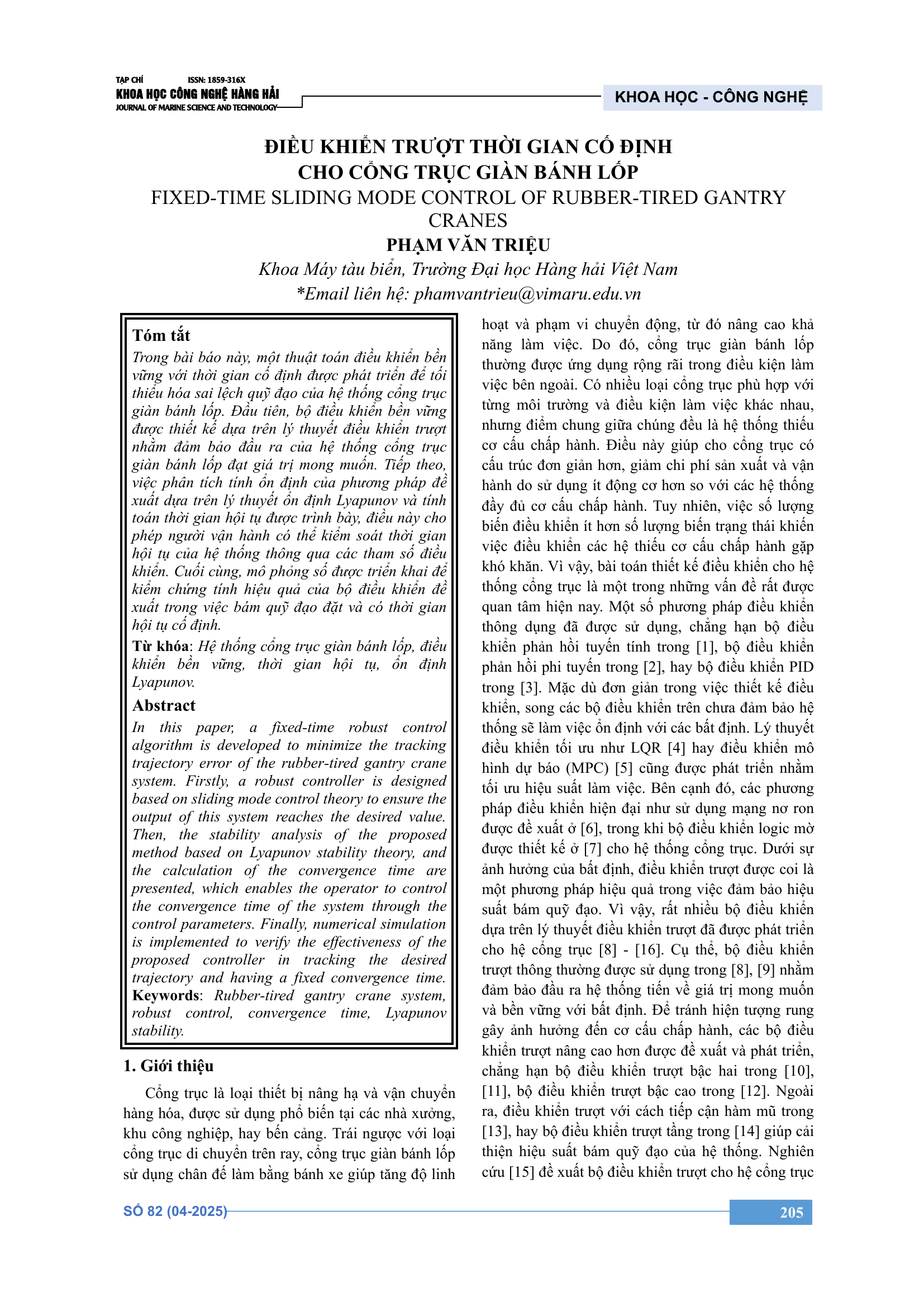 Điều khiển trượt thời gian cố định cho cổng trục giàn bánh lốp