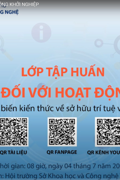 Lớp tập huấn "Sở hữu trí tuệ đối với hoạt động khởi nghiệp”